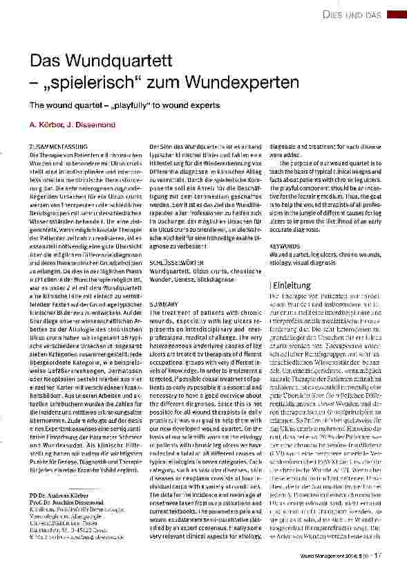 Vorschauseite 1: Das Wundquartett - „spielerisch zum Wundexperten