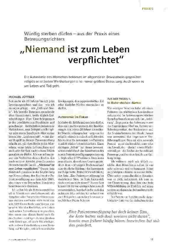 Vorschauseite 1: Niemand ist zum Leben verpflichtet