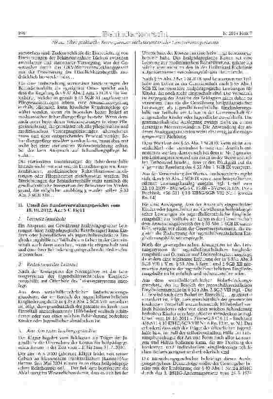 Vorschauseite 2: Über praktische Konsequenzen rechtserweiternder Gesetzesinterpretation auf dem Gebiet der Eingliederungshilfe für behinderte Menschen