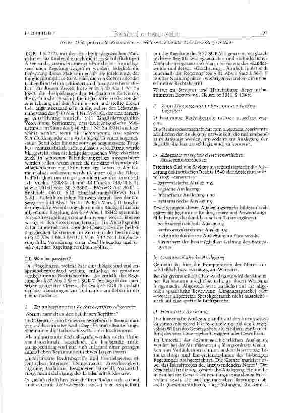 Vorschauseite 3: Über praktische Konsequenzen rechtserweiternder Gesetzesinterpretation auf dem Gebiet der Eingliederungshilfe für behinderte Menschen