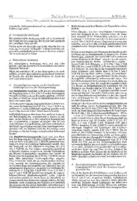 Vorschauseite 4: Über praktische Konsequenzen rechtserweiternder Gesetzesinterpretation auf dem Gebiet der Eingliederungshilfe für behinderte Menschen