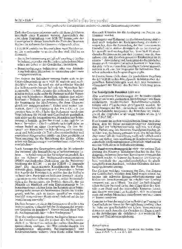 Vorschauseite 5: Über praktische Konsequenzen rechtserweiternder Gesetzesinterpretation auf dem Gebiet der Eingliederungshilfe für behinderte Menschen