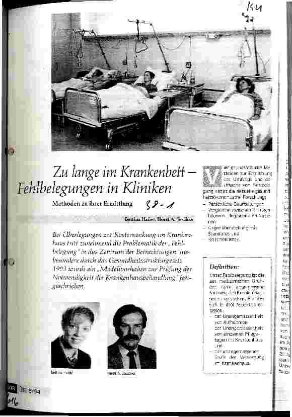 Vorschauseite 1: Zu lange im Krankenbett - Fehlbelegungen in Kliniken Methoden zur Ermittlung
