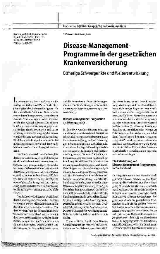 Vorschauseite 1: Disease-Management-Programme in der gesetzlichen KrankenversicherungBisherige Schwerpunkte und Weiterentwicklung