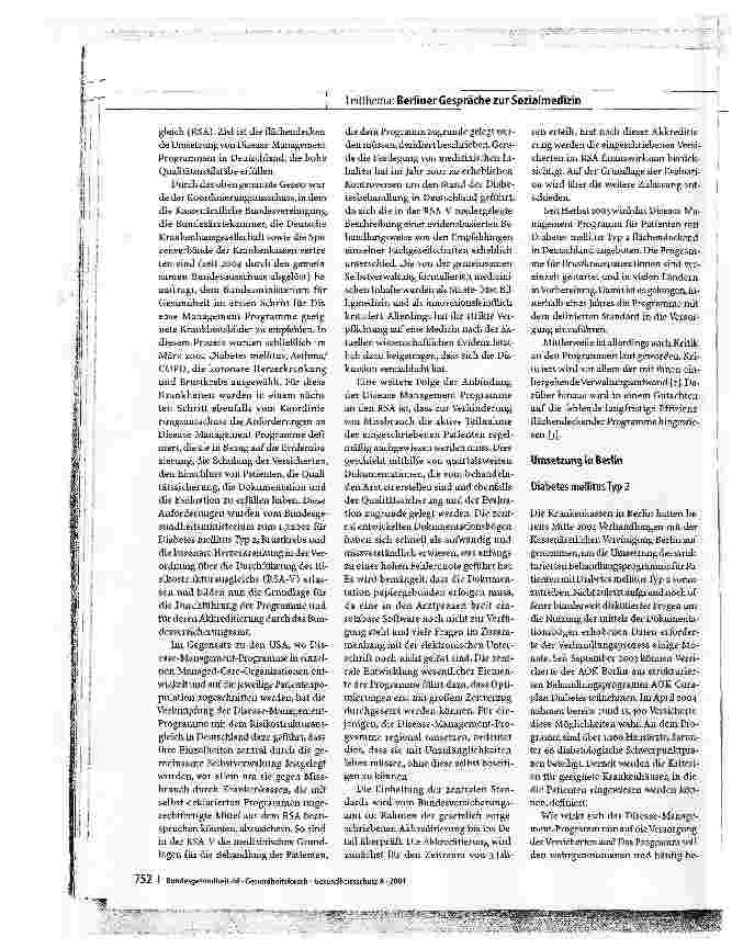 Vorschauseite 2: Disease-Management-Programme in der gesetzlichen KrankenversicherungBisherige Schwerpunkte und Weiterentwicklung