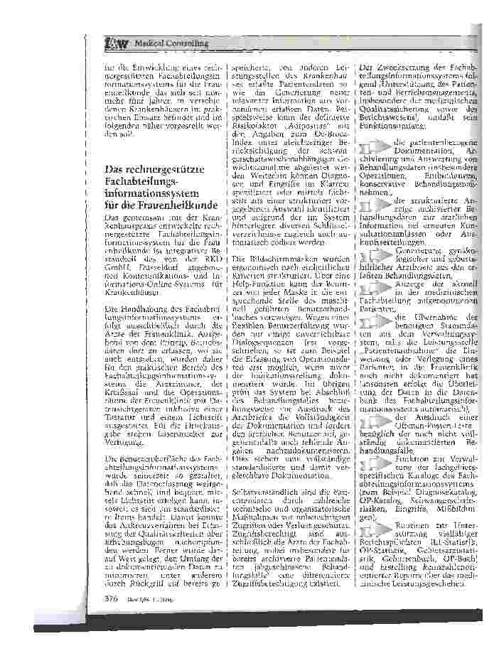 Vorschauseite 3: Medical Controlling als Funktion rechnergestützter Fachabteilunginformationssysteme