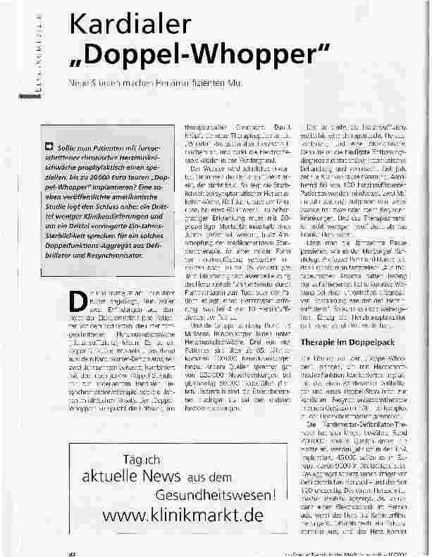 Vorschauseite 1: Kardialer Doppel-Whopper Neue Studien machen Herzinsuffizienten Mut