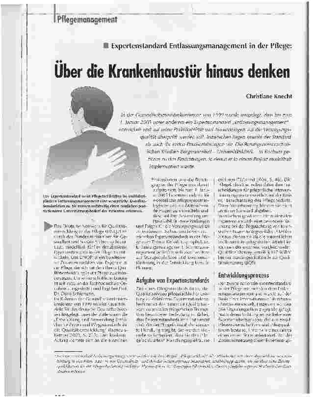 Vorschauseite 1: Über die Krankenhaustür hinaus denkenExpertenstandard Entlassungsmanagement in der Pflege