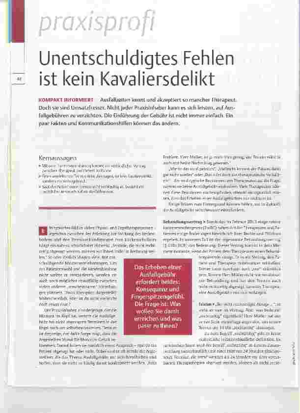 Vorschauseite 1: Unentschuldigtes Fehlen ist kein Kavaliersdelikt