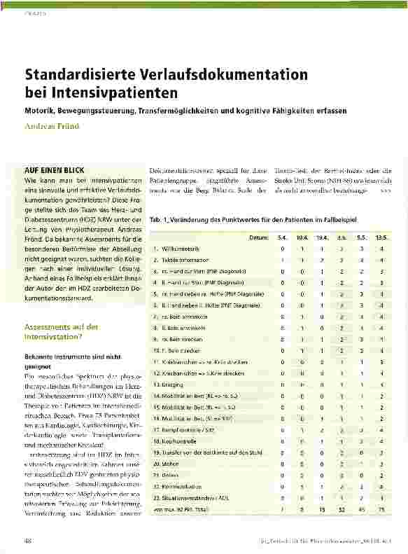 Vorschauseite 1: Standardisierte Verlaufsdokumentation bei Intensivpatienten