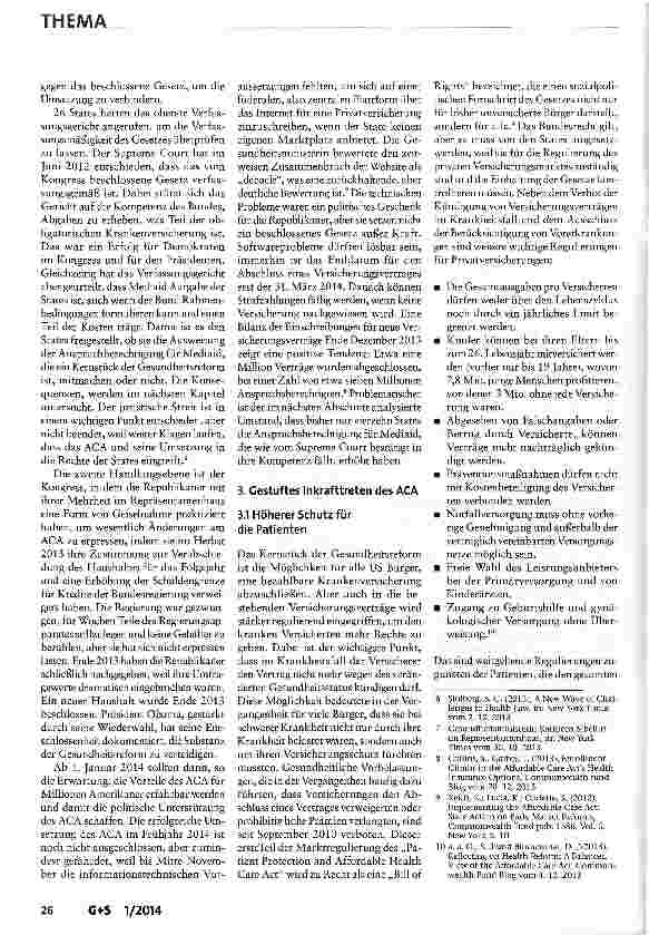 Vorschauseite 3: Stand der Umsetzung und Erfahrung mit Obamacare