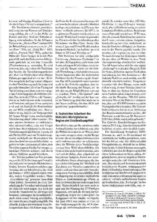 Vorschauseite 6: Stand der Umsetzung und Erfahrung mit Obamacare
