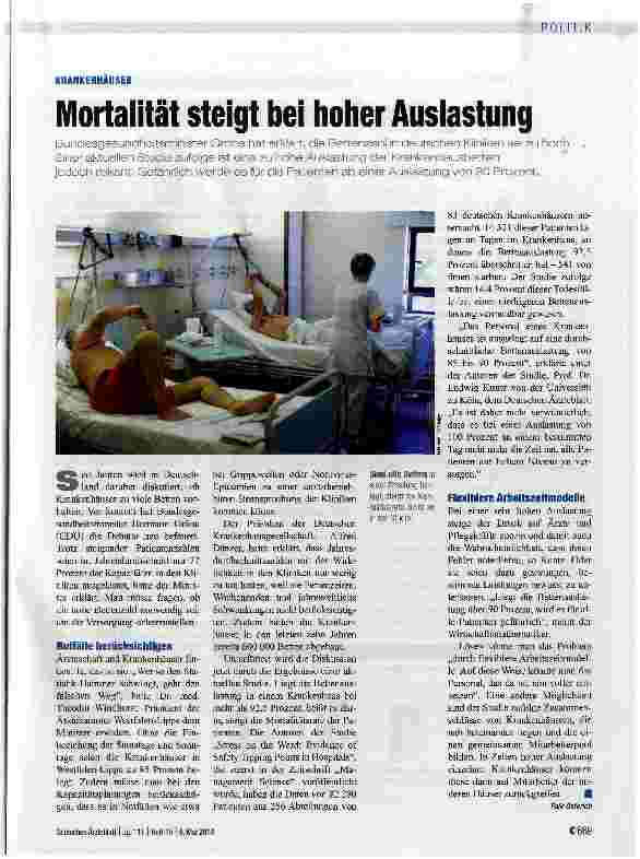 Vorschauseite 1: Mortalität steigt bei hoher Auslastung