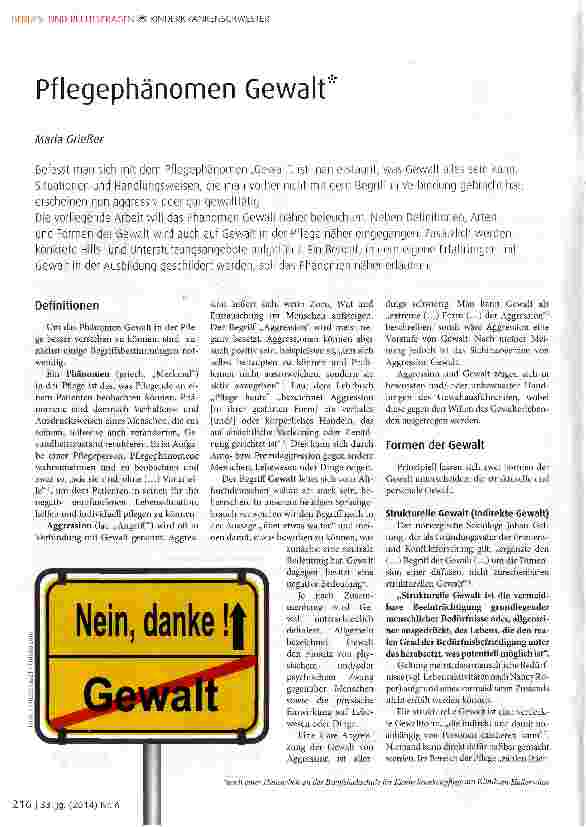 Vorschauseite 1: Pflegephänomen Gewalt