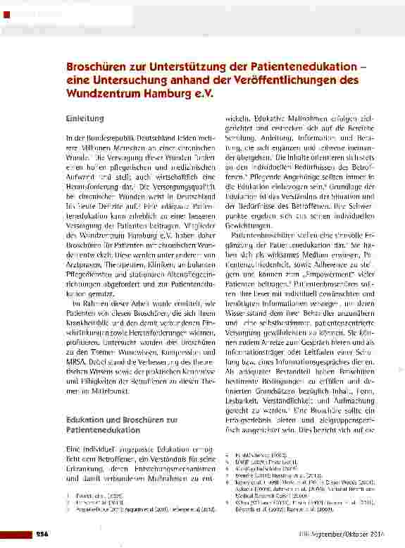 Vorschauseite 1: Broschüren zur Unterstützung der Patientenedukation -eine Untersuchung anhand der Veröffentlichungen des Wundzentrum Hamburg eV