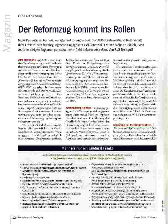 Vorschauseite 1: Der Reformzug kommt ins Rollen