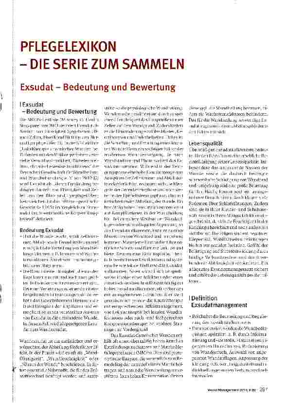 Vorschauseite 1: PFLEGELEXIKON -DIE SERIE ZUM SAMMELN Exsudat - Bedeutung und Bewertung