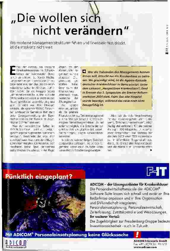 Vorschauseite 1: Die wollen sie nicht verändernWo moderne Managementstrukturen fehlen und finanzielle Not drückt, ist die Insolvenz nicht weit e; <