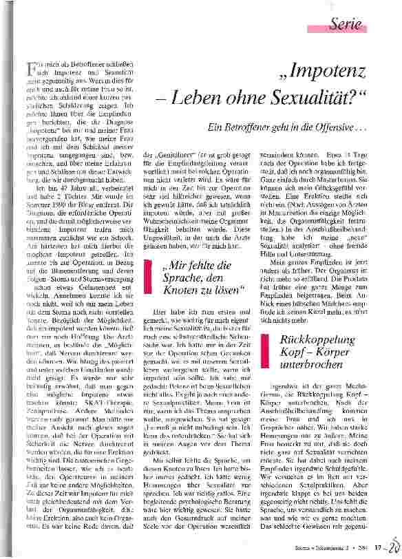 Vorschauseite 1: Impotenz - Leben ohne Sexualität? Ein Betroffener geht in die Offensive