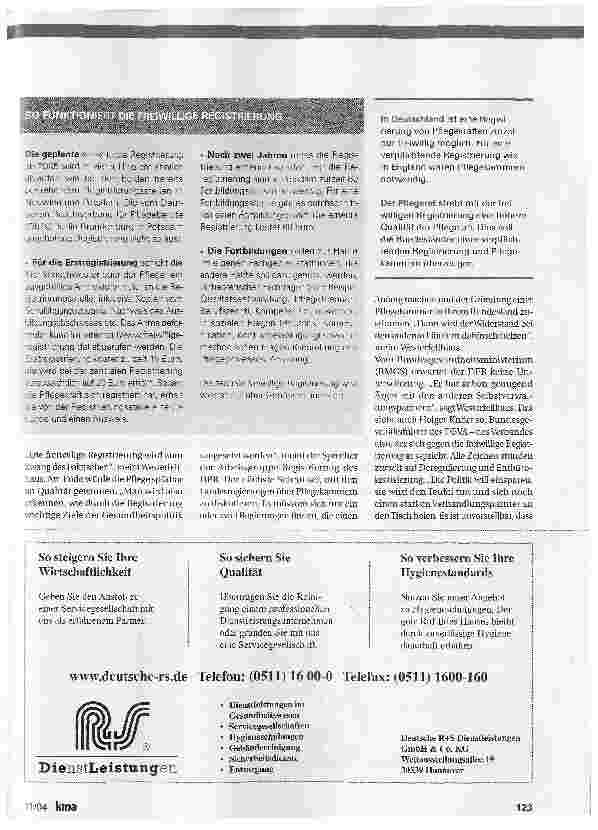 Vorschauseite 2: Kleine Brötchen backen. Registrierung von Pflegekräften