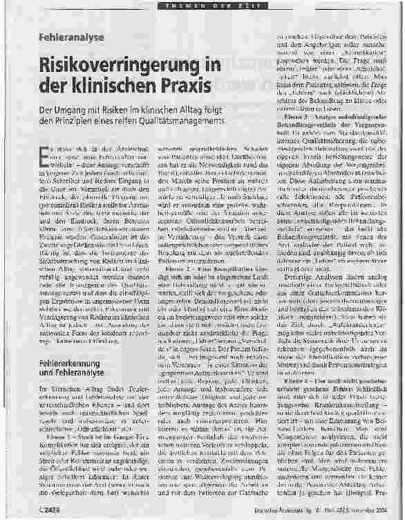 Vorschauseite 1: Risikoverringerung in der klinischen Praxis