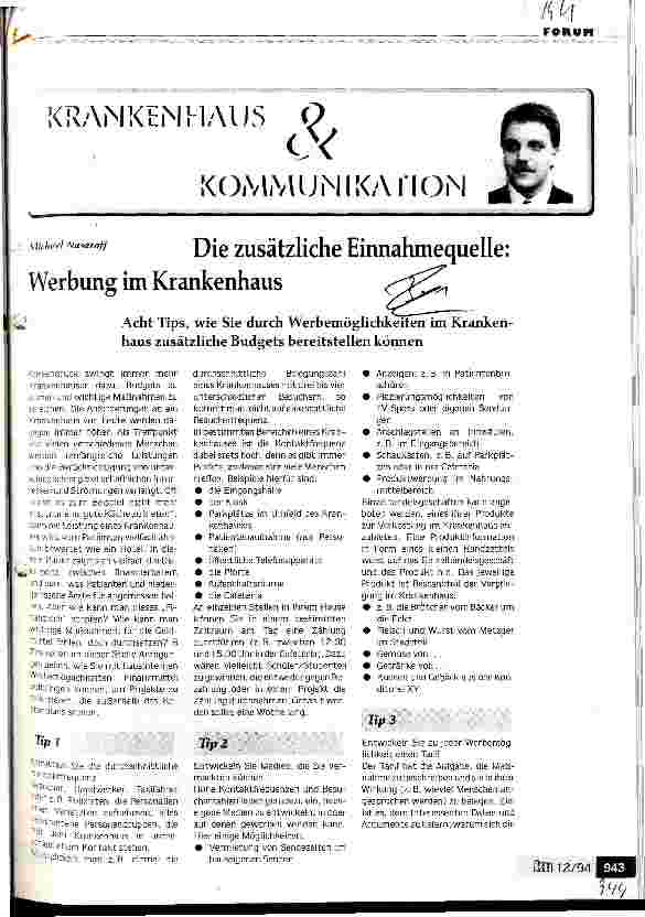 Vorschauseite 1: Die zusätzliche Einnahmequelle: Werbung im Krankenhaus