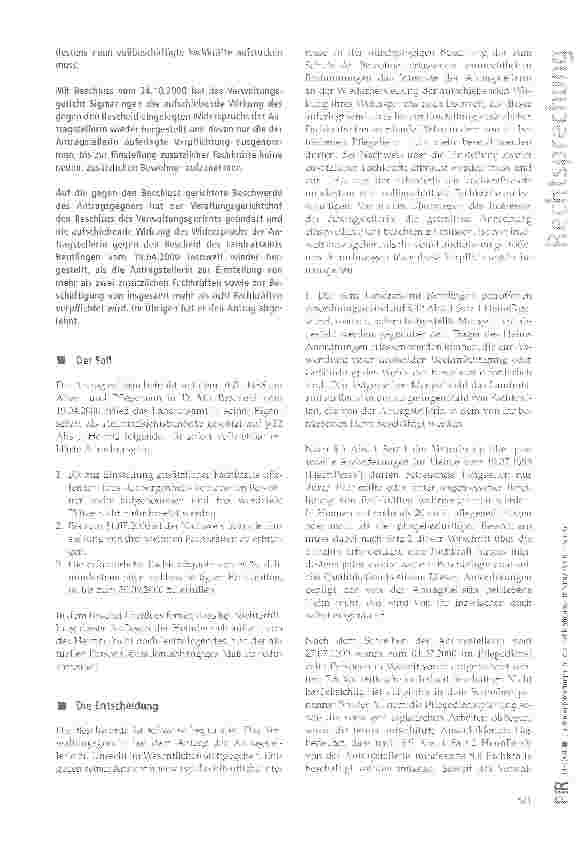 Vorschauseite 2: Zu den Anforderungen an die Fachkraftquote im Sinne des § 5 HeimG