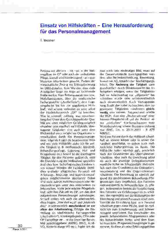 Vorschauseite 1: Einsatz von Hilfskräften - Eine Herausforderung für das Personalmanagement