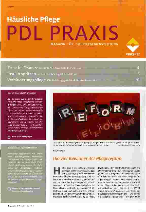 Vorschauseite 1: Die vier Gewinner der Pflegereform