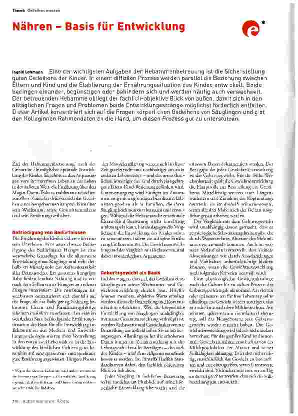 Vorschauseite 1: Nähren - Basis für Entwicklung
