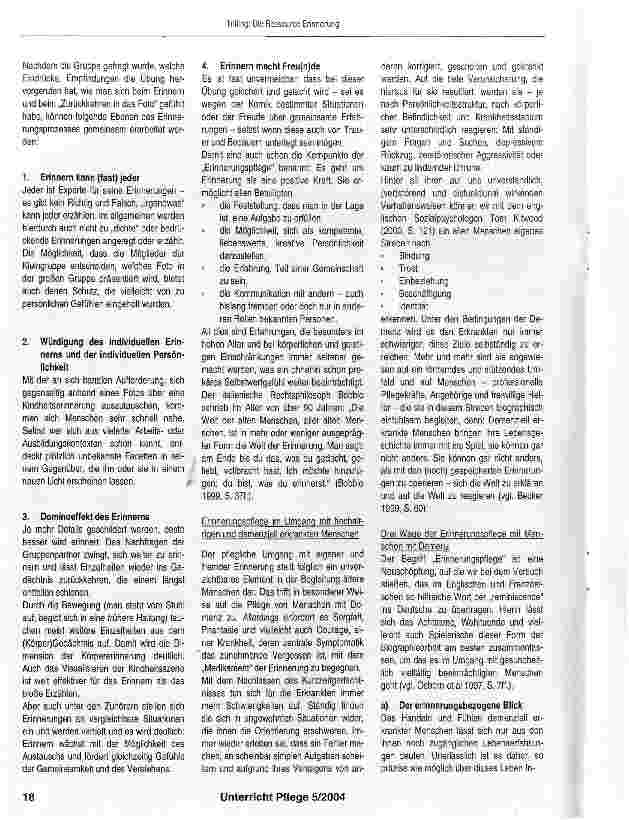 Vorschauseite 2: Die Ressource Erinnerung in der Pflege von Menschen mit Demenz
