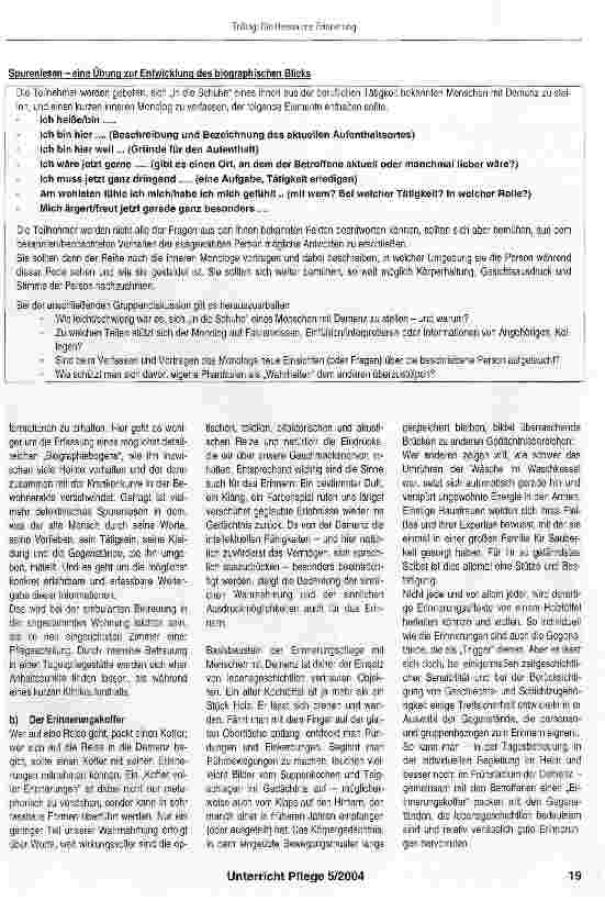 Vorschauseite 3: Die Ressource Erinnerung in der Pflege von Menschen mit Demenz