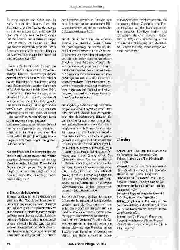 Vorschauseite 4: Die Ressource Erinnerung in der Pflege von Menschen mit Demenz