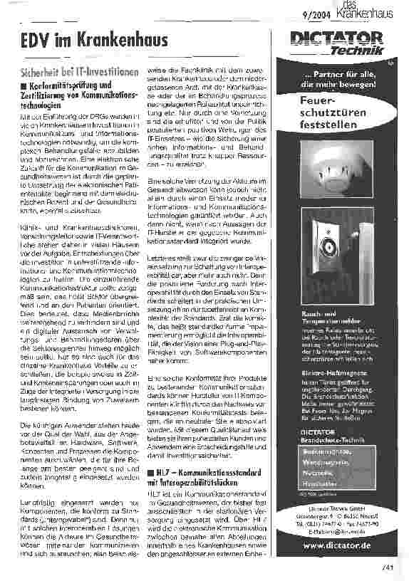 Vorschauseite 1: EDV im Krankenhaus