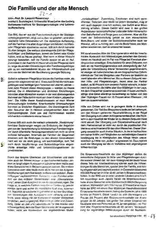 Vorschauseite 1: Die Familie und der alte Mensch