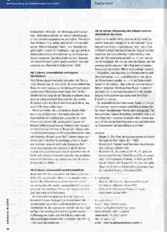 Vorschauseite 2: Die Entwicklung des Todeskonzeptes bei Kindern