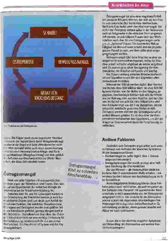 Vorschauseite 2: Erkrankungen des Skelettsystems Teil 1:Von der Altersosteoporose sind besonders Frauen betroffen
