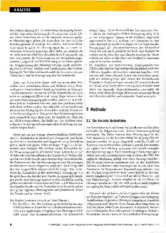 Vorschauseite 2: Regionale Unterschiede in der Ärztedichte