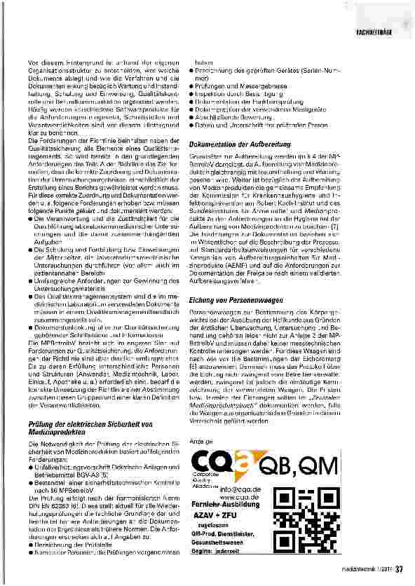 Vorschauseite 6: Dokumentationspflichten beim Betreiben von Medizinprodukten