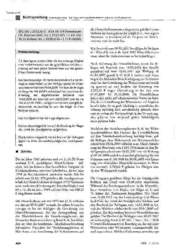 Vorschauseite 2: Rentenversicherung - Zum Gebot der hinreichenden Bestimmtheit eines KorrekturbescheidsSGBX§ 33 Abs. 1; BGB § 133