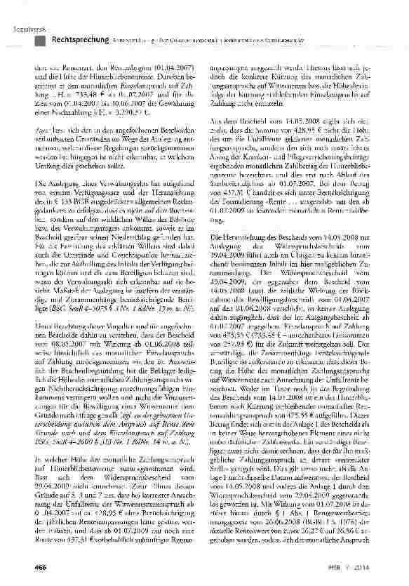 Vorschauseite 4: Rentenversicherung - Zum Gebot der hinreichenden Bestimmtheit eines KorrekturbescheidsSGBX§ 33 Abs. 1; BGB § 133