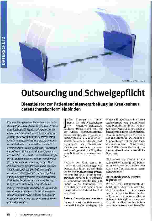 Vorschauseite 1: Outsourcing und Schweigepflicht