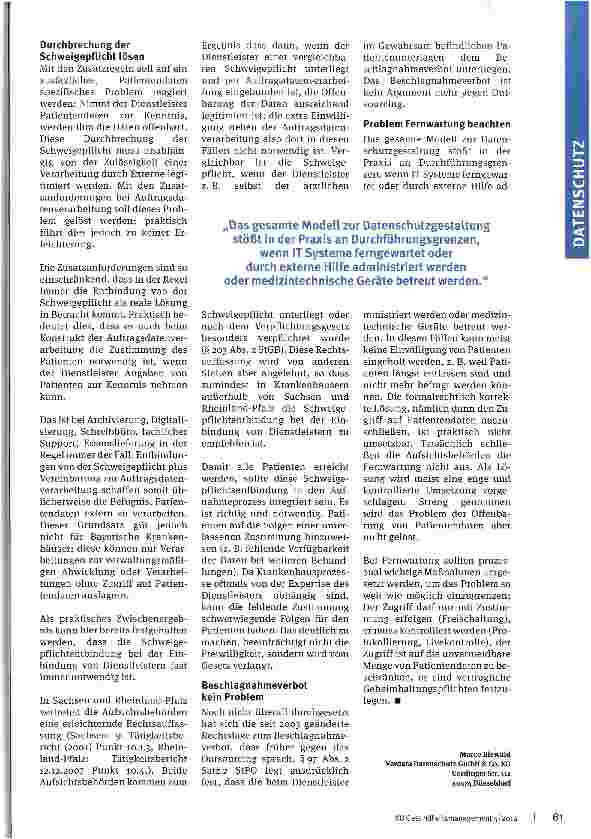 Vorschauseite 4: Outsourcing und Schweigepflicht