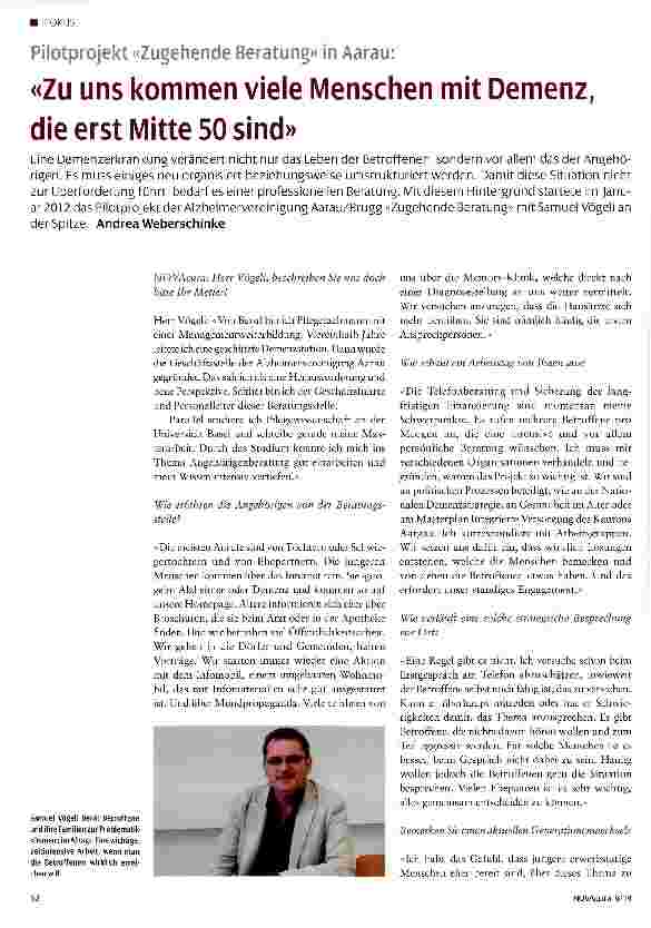 Vorschauseite 1: «Zu uns kommen viele Menschen mit Demenz, die erst Mitte 50 sind»