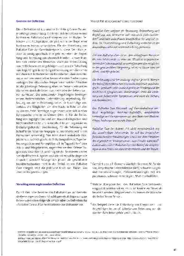 Vorschauseite 2: Die zweckmässige Umsetzung von Palliative Care auf Gemeindeebene - ein Vorschlag für eine ergänzende Definition