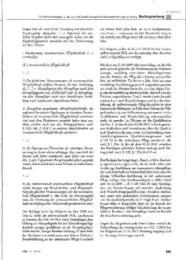 Vorschauseite 4: Häusliche Krankenpflege - Zu den Qualifikations-anforderungen einer stellvertretenden Pflegedienstleitung SGB V § 132, § 132a Abs. 1 und Abs. 2; vorläufige Ausbildungsund Prüfungs…