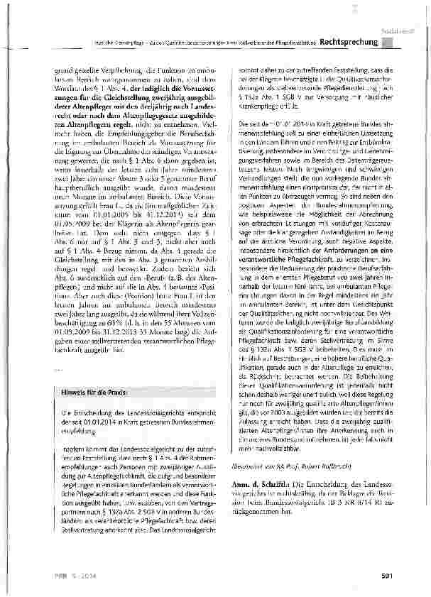 Vorschauseite 6: Häusliche Krankenpflege - Zu den Qualifikations-anforderungen einer stellvertretenden Pflegedienstleitung SGB V § 132, § 132a Abs. 1 und Abs. 2; vorläufige Ausbildungsund Prüfungs…