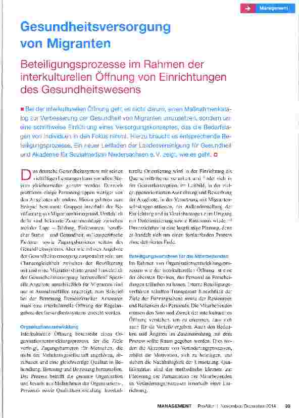 Vorschauseite 1: Gesundheitsversorgung von Migranten