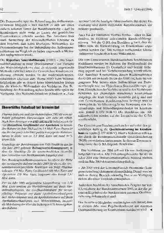 Vorschauseite 2: Gemeinsamer Bundesausschuss fasst erste Beschlüsse zur Qualitätssicherung im Krankenhaus