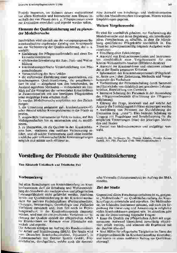 Vorschauseite 4: Qualitätssicherung und Kontrolle pflegerischer Arbeit im Krankenhaus Zusammenfassung eines Forschungsberichtes